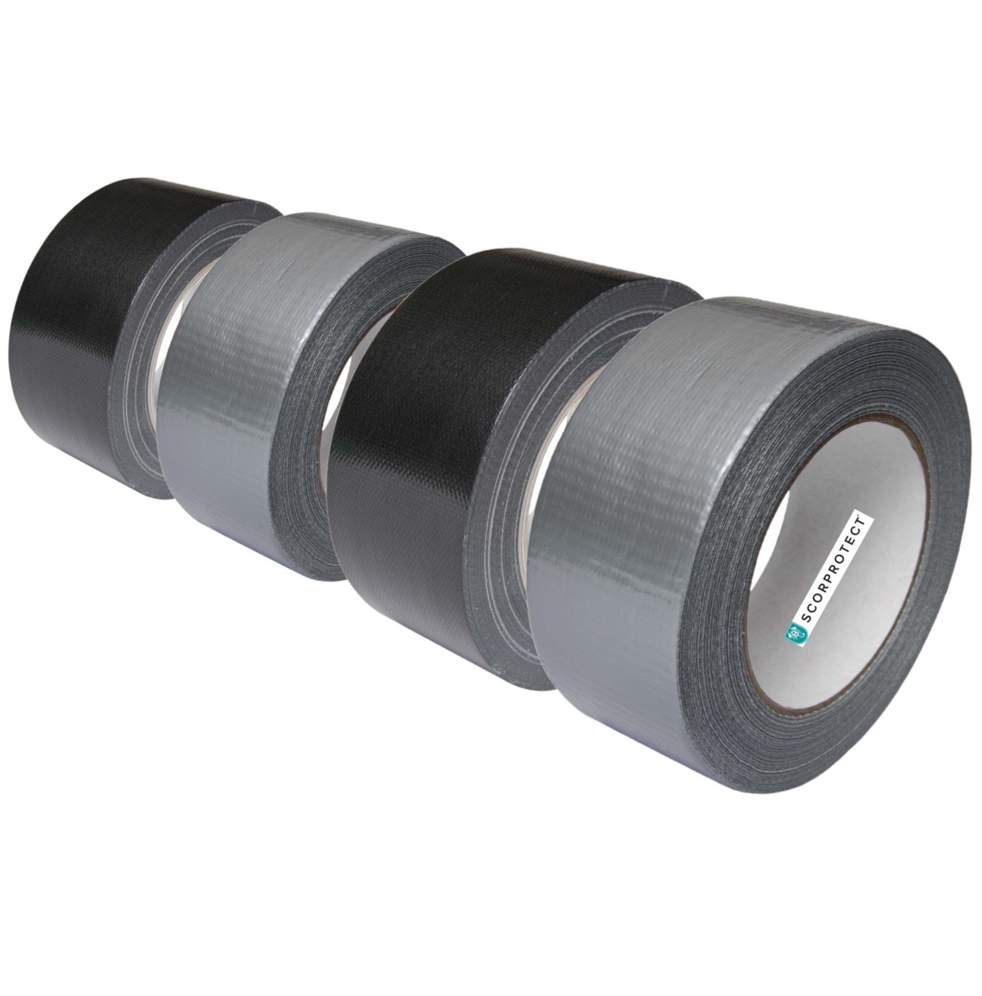 1-1Unbenannt 4x stark klebendes und hochflexibles Gewebeklebeband 2x silbergrau 2x schwarz auf Rolle 48 mm x 50