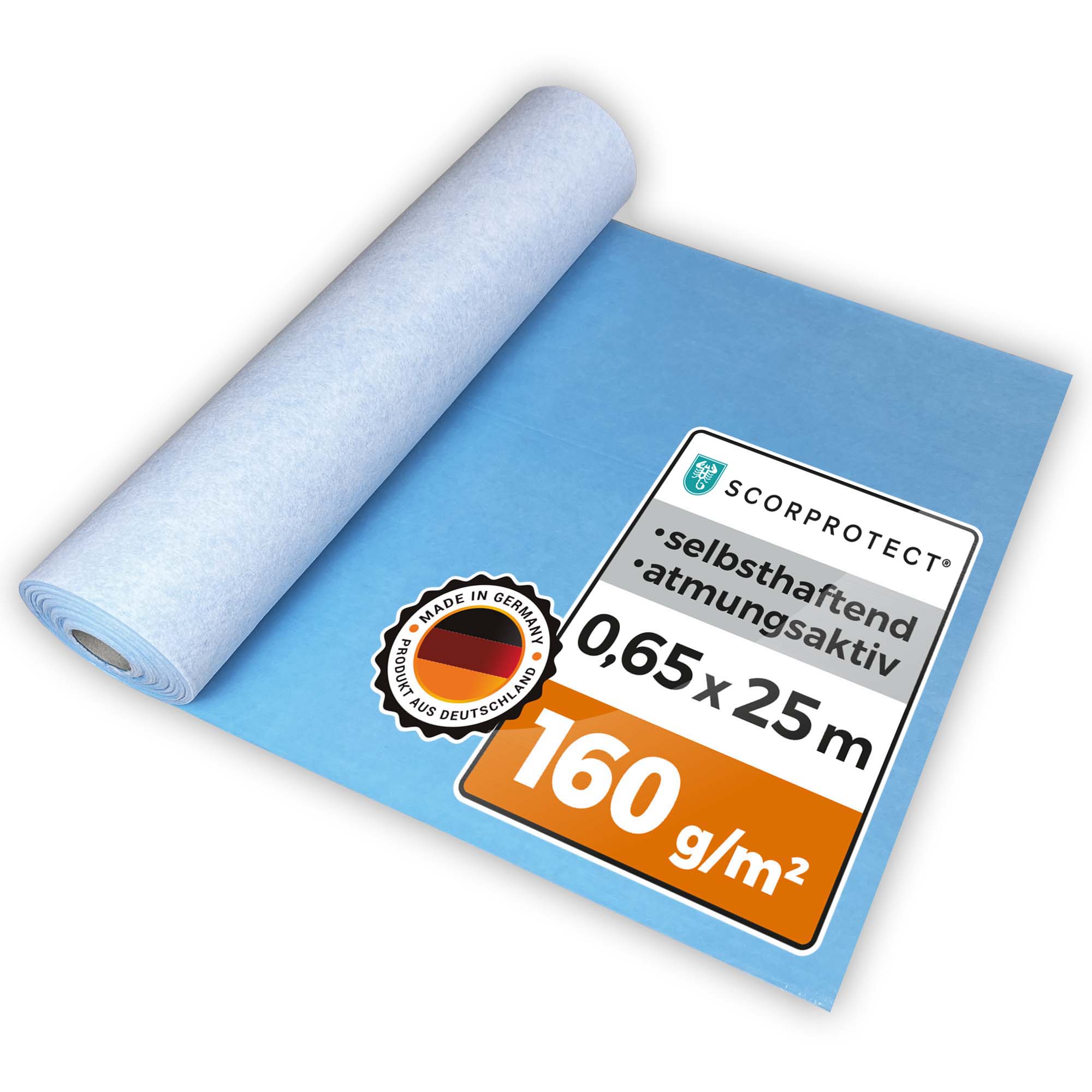 Abdeckvlies selbsthaftend atmungsaktiv 0,65 m x 25 m mit Membrane 160 g/m² AktivTurbo