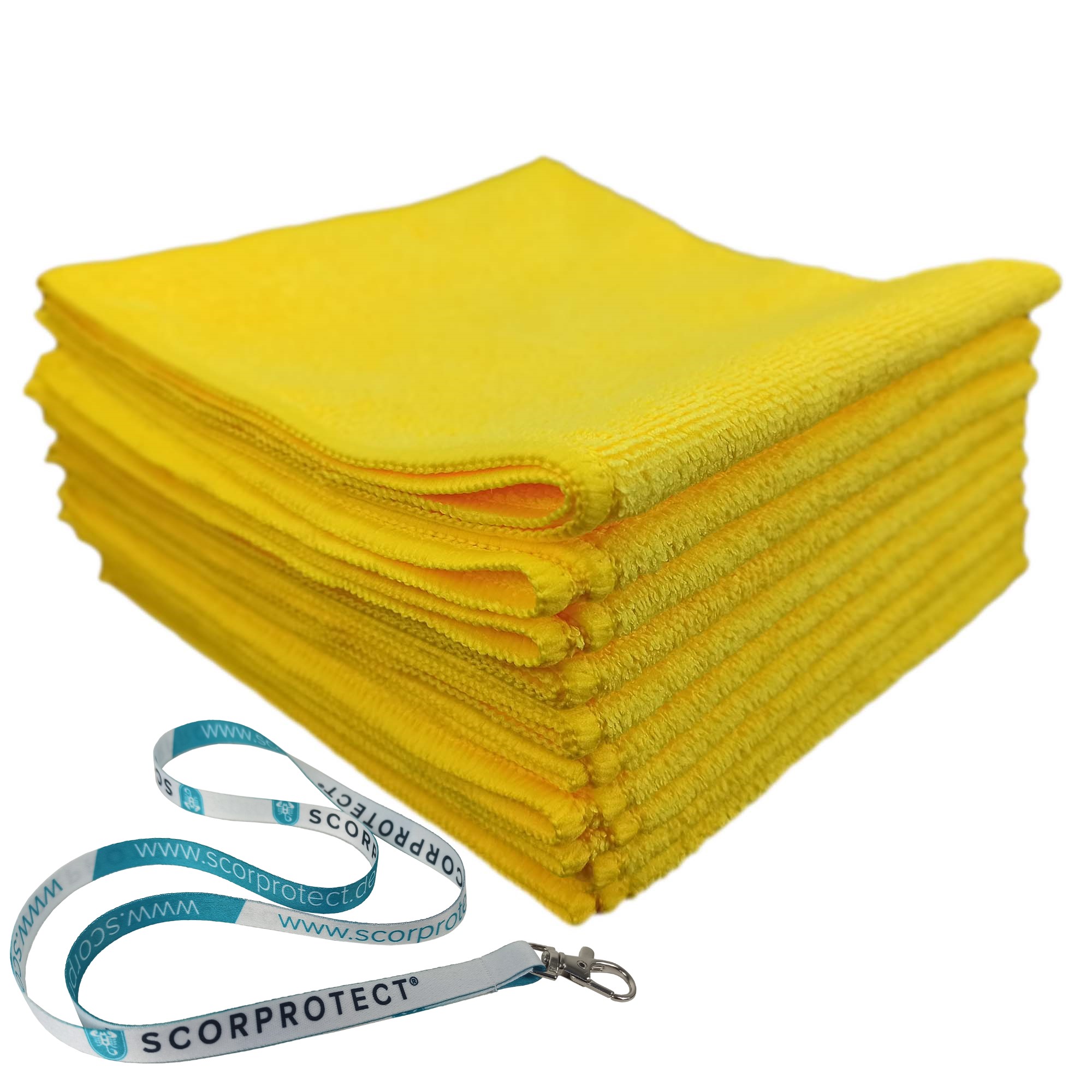 Gelb1NDA1iXLBBC612 Scorprotect 10x Mikrofasertuch 40x40 cm 300 GSM Gelb + Schlüsselband