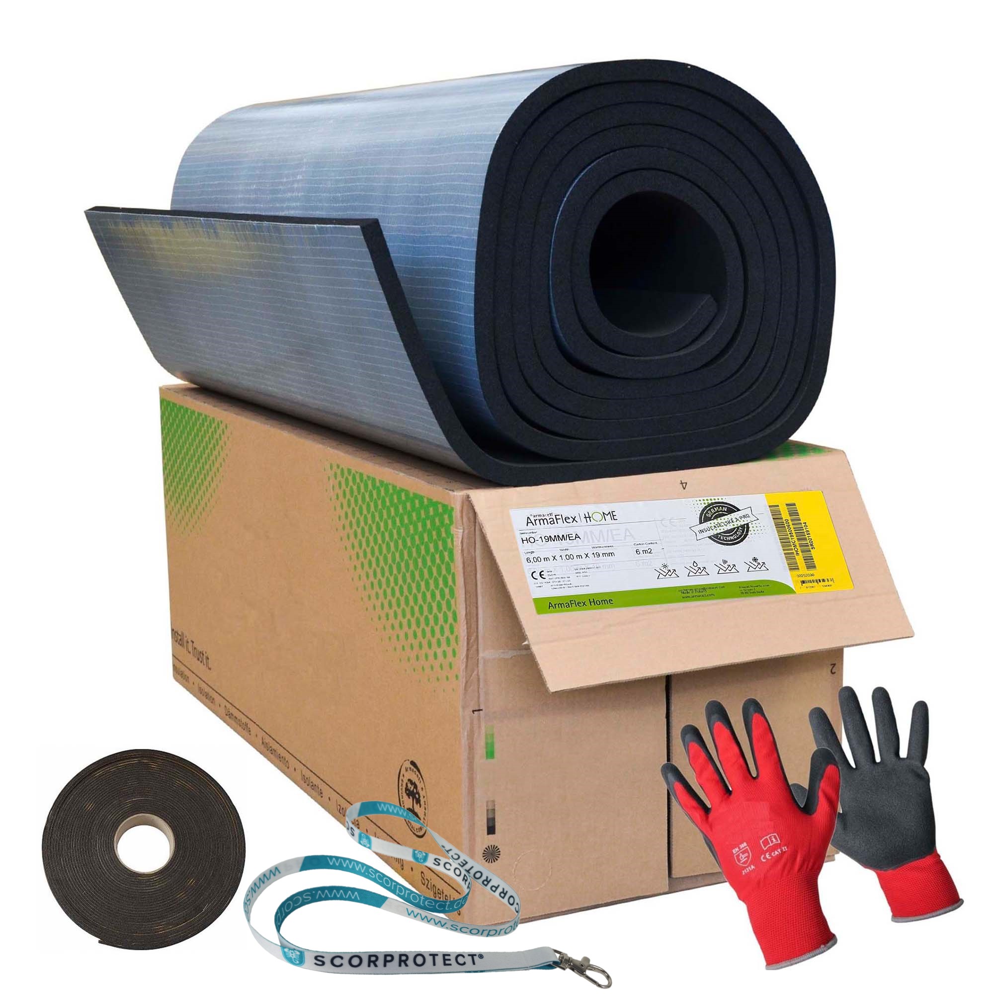 original Armaflex Home Armacell Camper-Ausbau-Set Standard + Handschuhe  + Scorprotect Schlüsselband