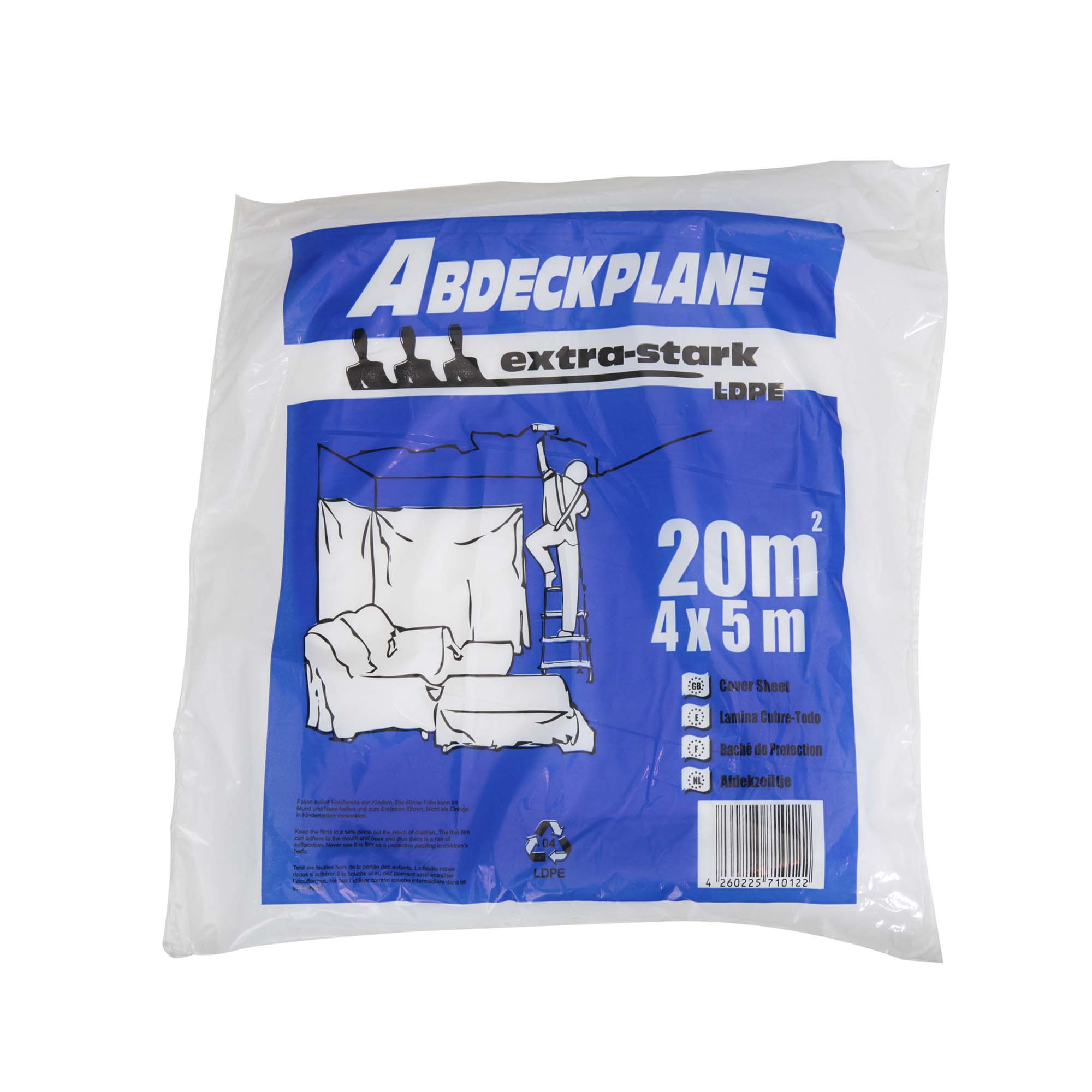 Folieextra20 Abdeckplane Abdeckfolie LDPE 50 my „extra-stark“ 4 x 5 m