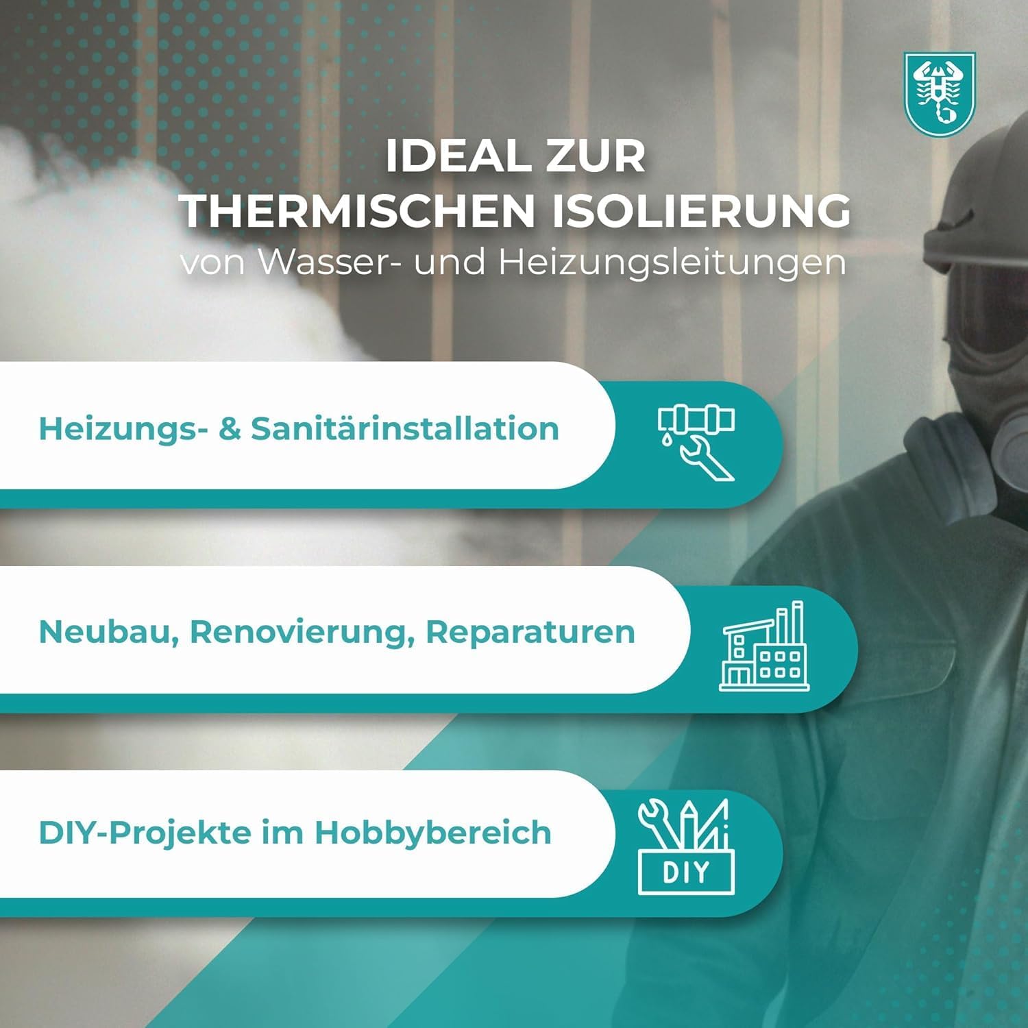 selbstklebende PE Rohrisolierung 1 m Ware Farbe grau