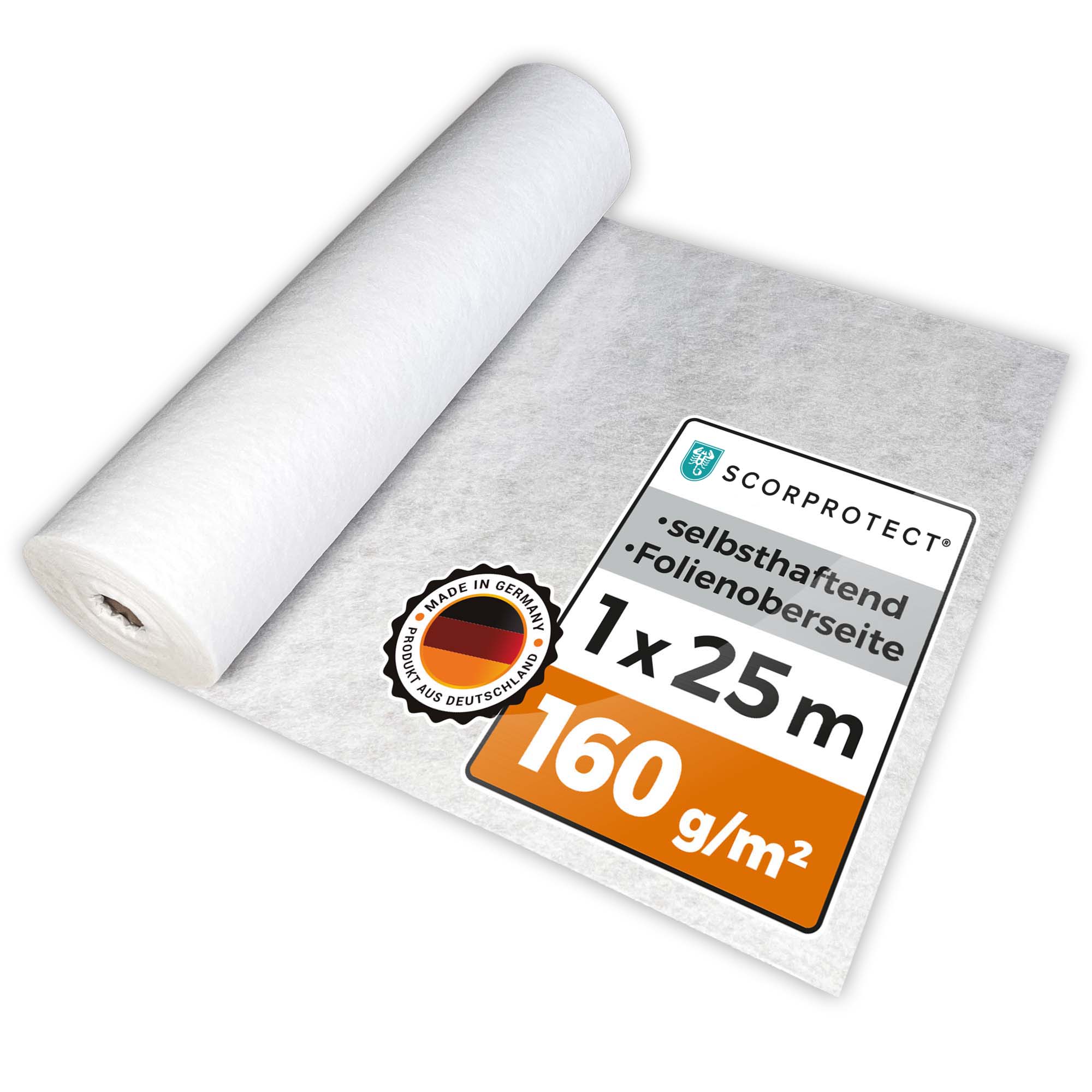 Abdeckvlies selbsthaftend 1 x 25 m mit Folienoberseite 160 g/m² TreppTurbo160 25/100