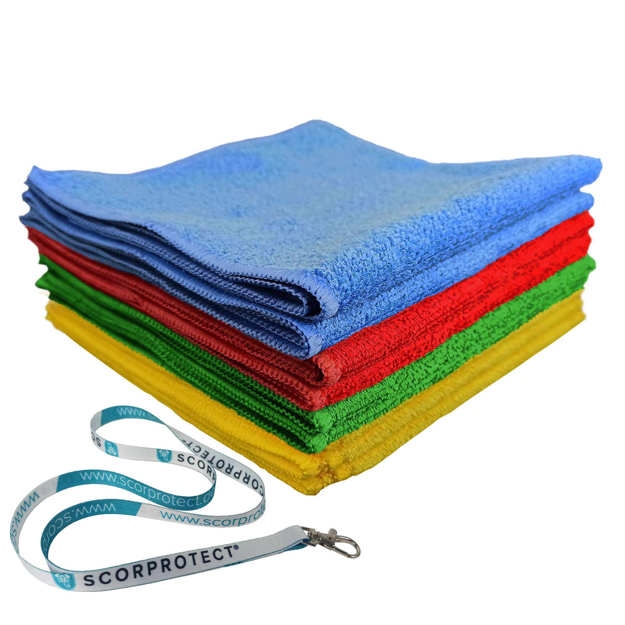 Mix Scorprotect 8er Set Mikrofasertuch 40x40 cm 300 GSM + Schlüsselband