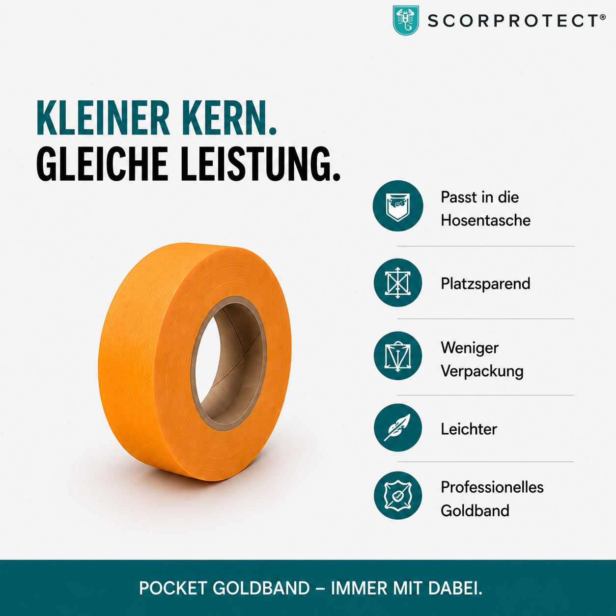 Scorprotect® Pocket Goldband Washi Schonklebeband 30 mm x 40 m Für Scharfe Farbkanten