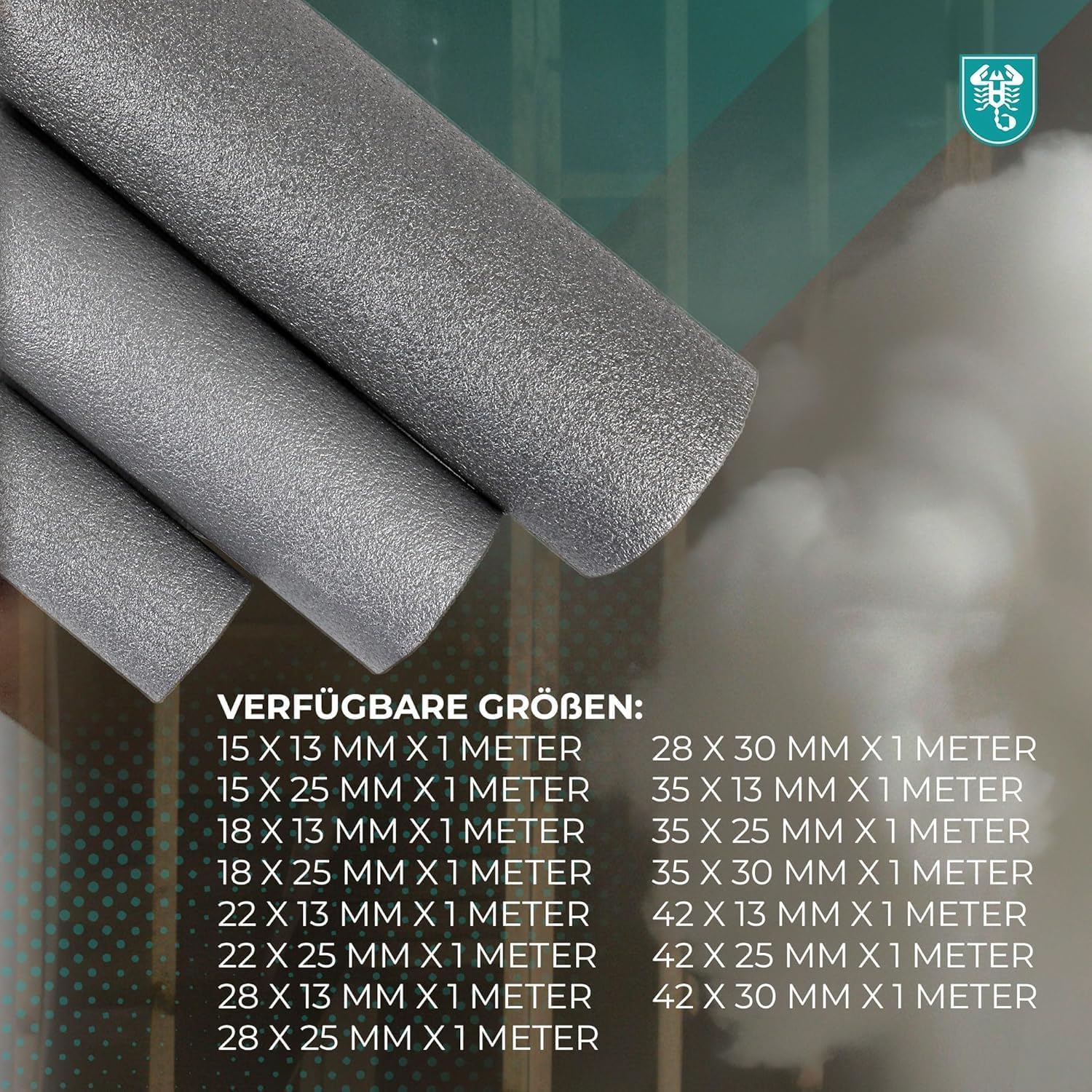 PE Rohrisolierung angeschlitzt Farbe grau 1 Meter