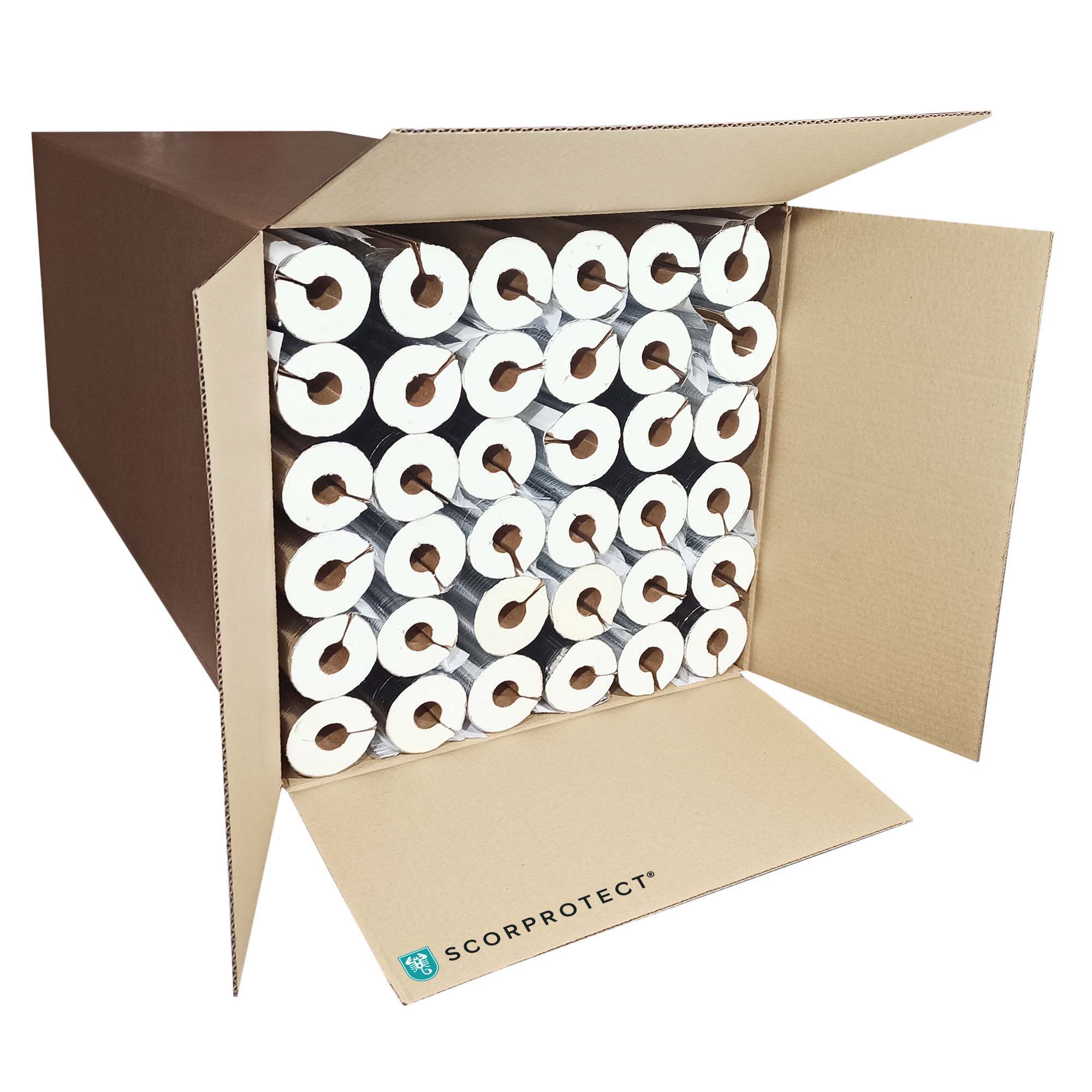 Scorprotect® voller Karton Alu PUR Rohrschale / Rohrisolierung mit Gewebemantel selbstklebend Scorprotect® voller Karton Alu PUR Rohrschale / Rohrisolierung mit Gewebemantel selbstklebend
