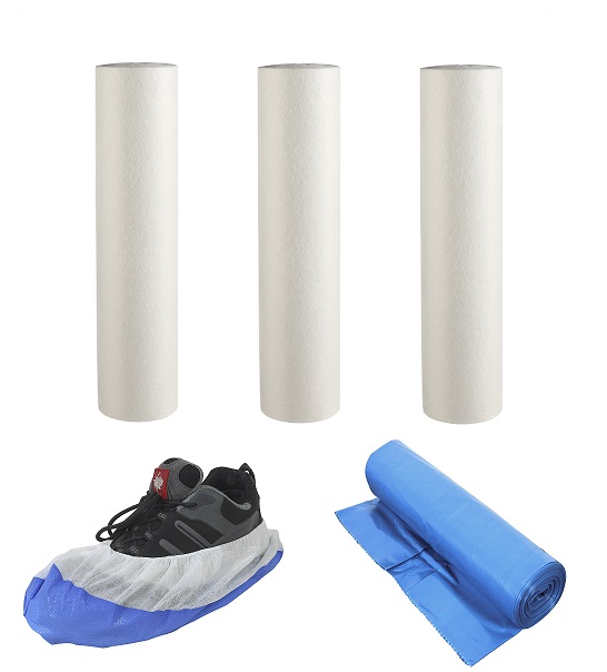 Vorteil_Paket_5 Vorteil Abdeckvliespaket 5 Abdeckvlies selbsthaftend, 25 Paar Überziehschuhe, Müllsäcke