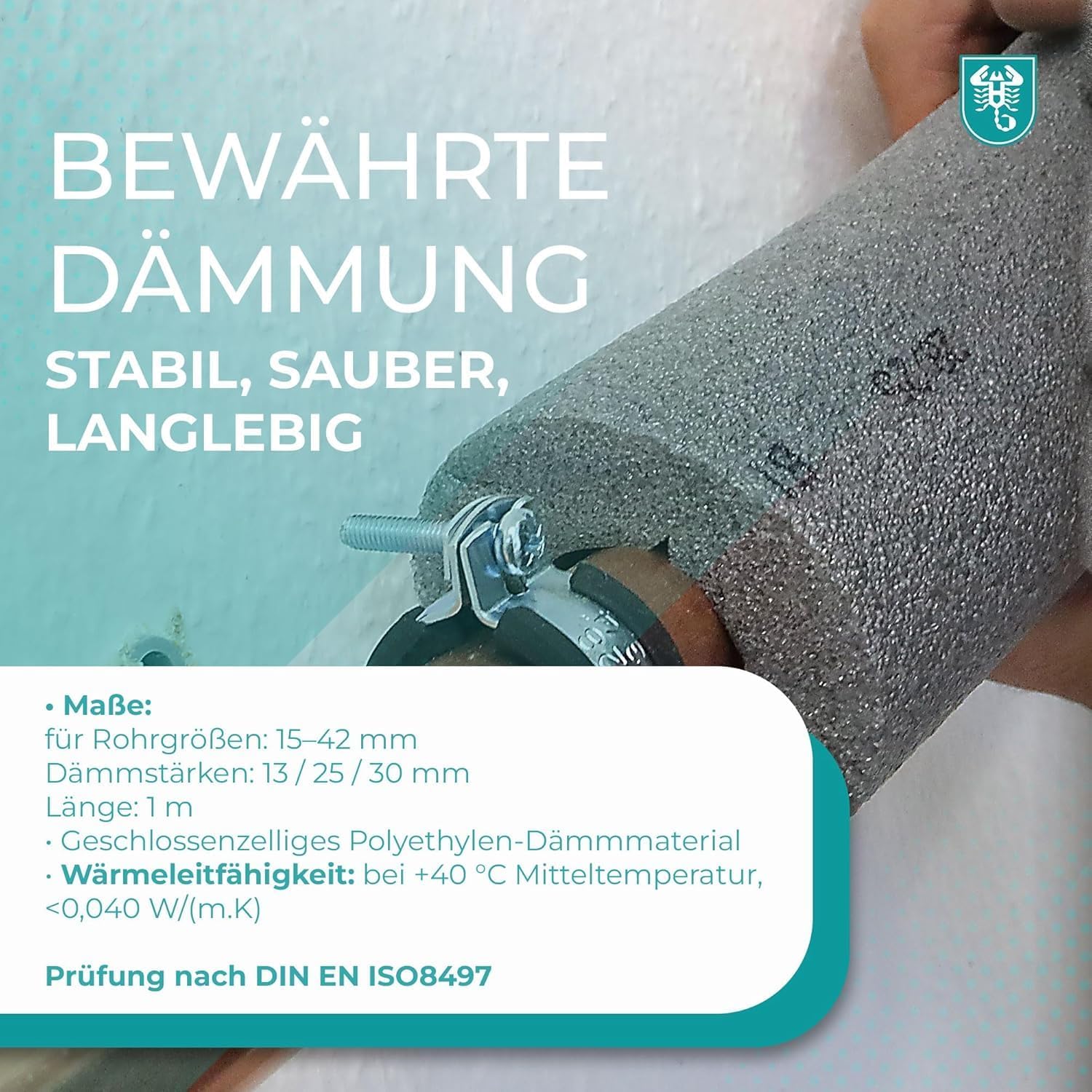 PE Rohrisolierung angeschlitzt Farbe grau 1 Meter