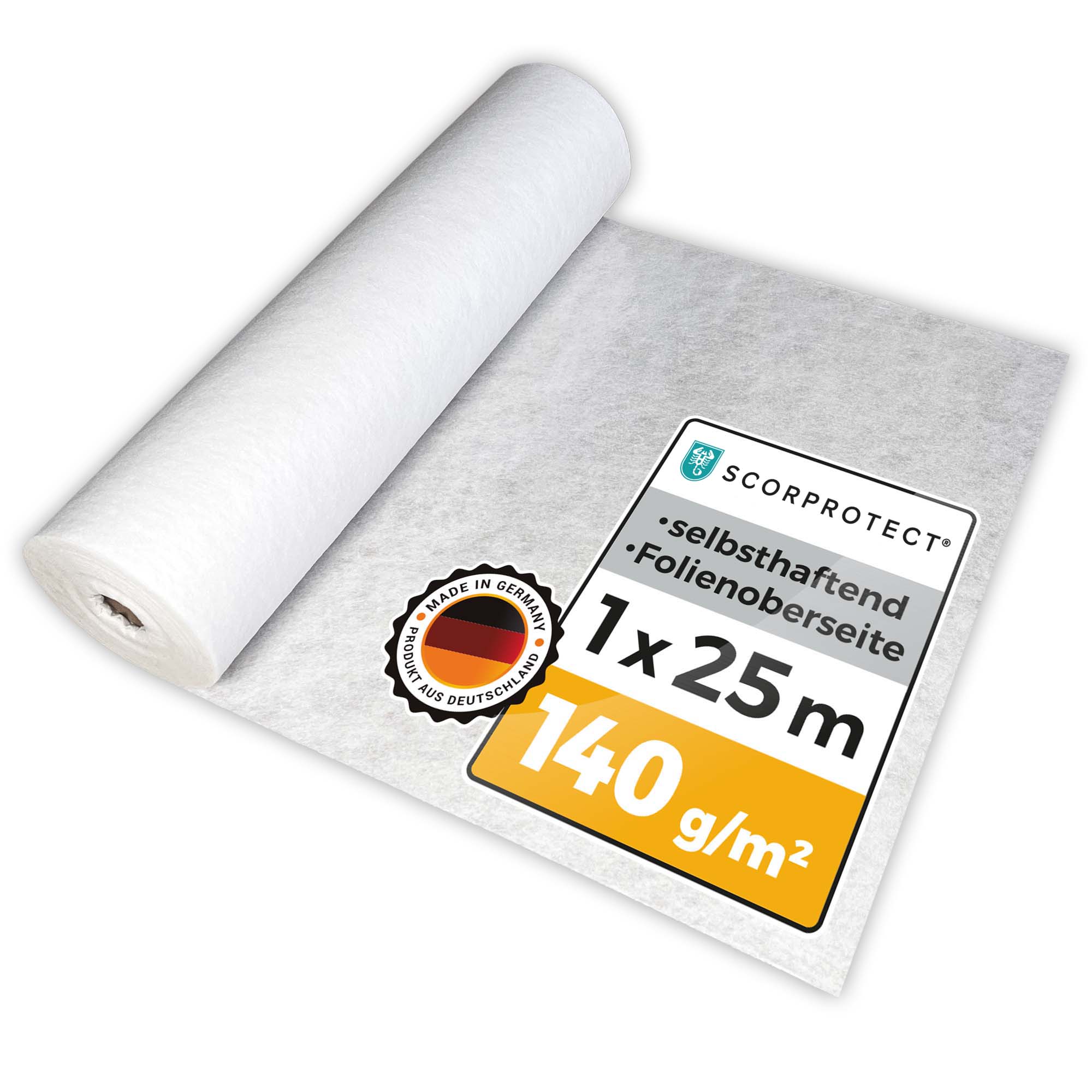 Abdeckvlies selbsthaftend 1 x 25 m mit Folienoberseite 140 g/m² TreppTurbo140 25/100