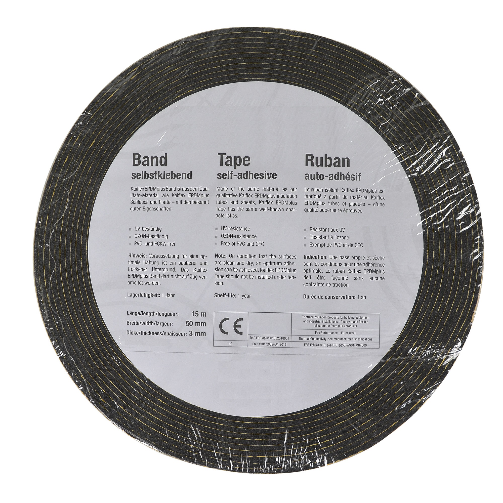 Kaiflex-EPDM-1G6rJ4VGsycLCg EPDM Klebeband Solar Kautschuk Rolle 15 m x 50 mm Hochtemperatur