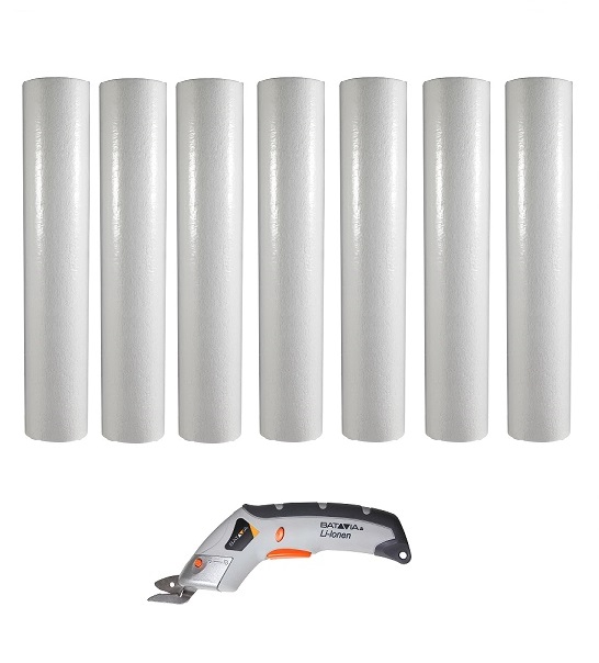 Vorteil_Paket_8 Vorteil Abdeckvliespaket 8 Abdeckvlies 7 Rollen TreppTurbo selbsthaftend, Akku-Schere