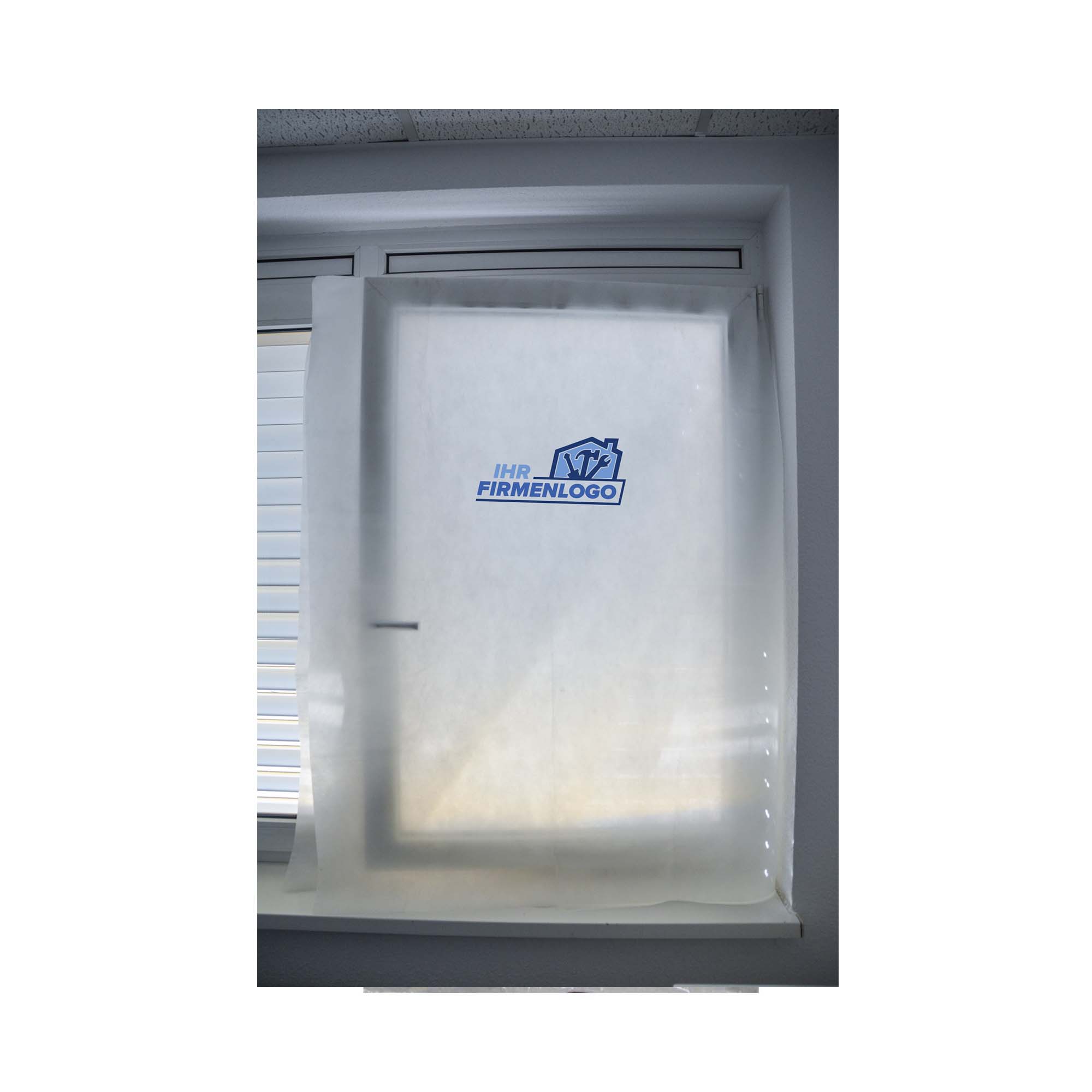 Abdeckhaube für Fensterflügel 110 cm x 150 cm aus 50 gr./m² PP-Vlies mit Ihrem Firmenlogo Abdeckhaube für Fensterflügel 110 cm x 150 cm aus 50 gr./m² PP-Vlies mit Ihrem Firmenlogo