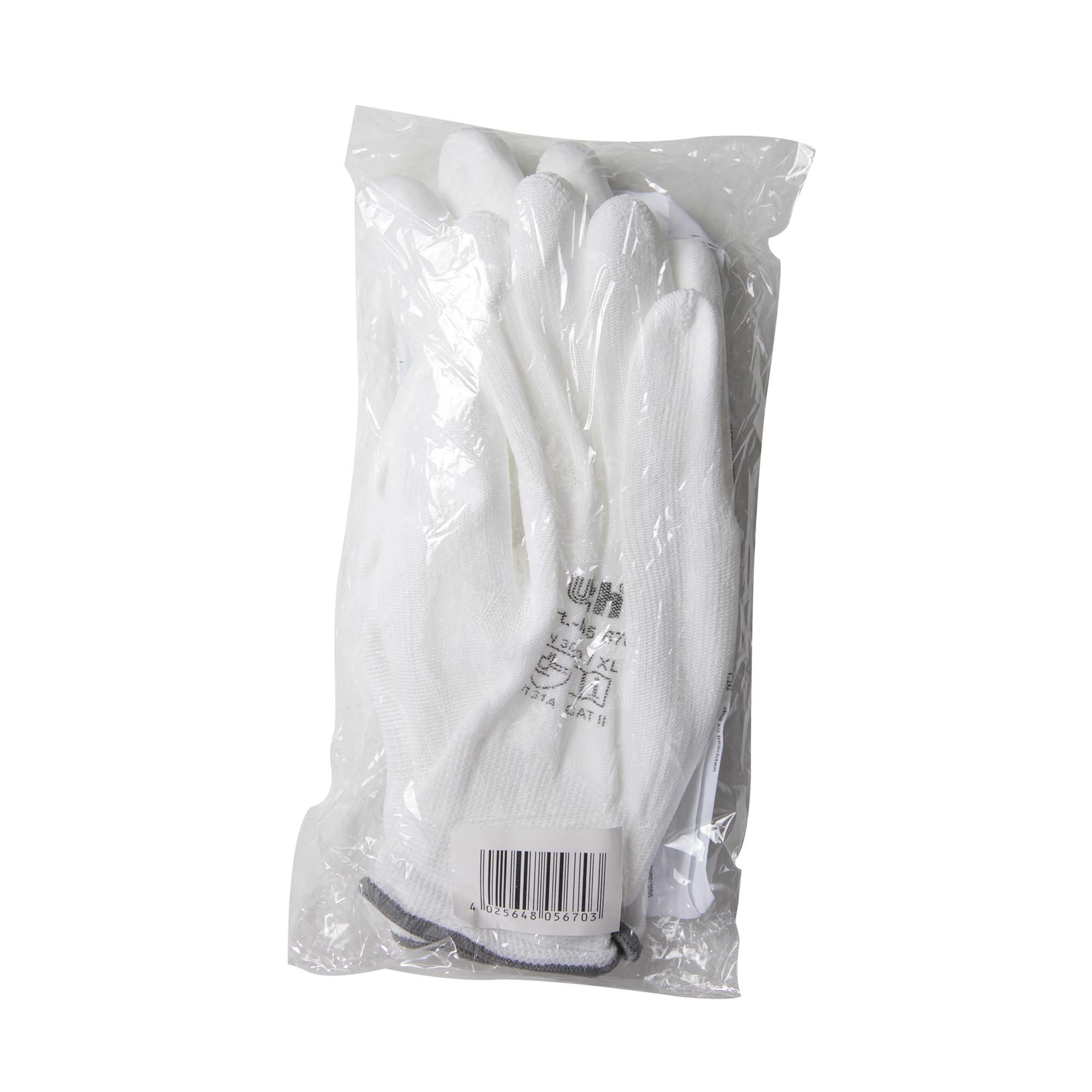 Handschuh-GHS10W-3 Arbeitshandschuhe Handschuhe PU / Nylon Feinstrick weiß Größe 10