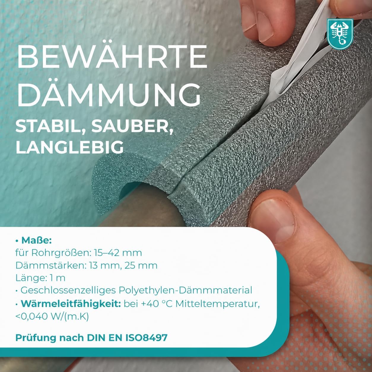 selbstklebende PE Rohrisolierung 1 m Ware Farbe grau