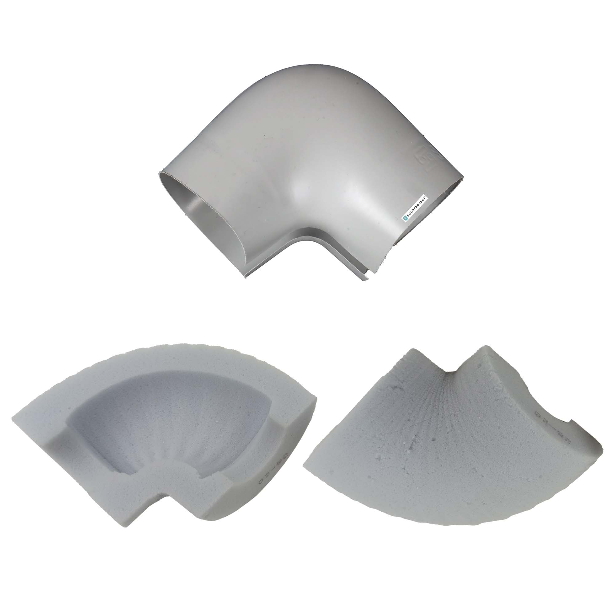 PVC Isolierbogen mit weicher Melamin Dämmeinlage 90 Grad hellgrau PVC Isolierbogen mit weicher Melamin Dämmeinlage 90 Grad hellgrau