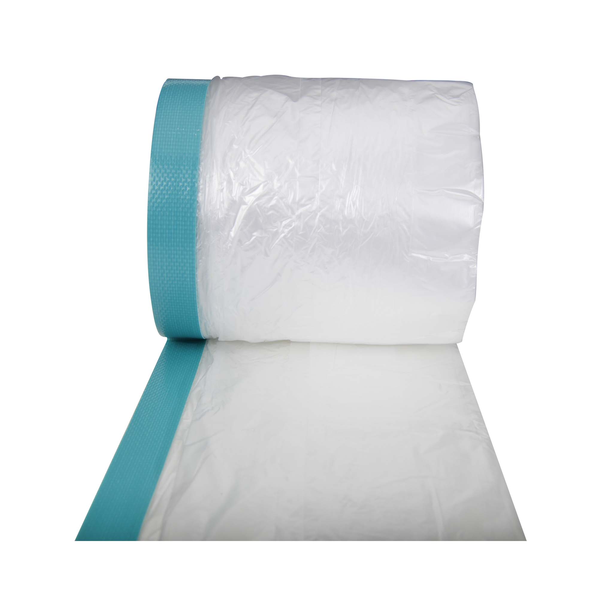 Gewemaskerausgerollt Gewebe-Kombi-Mask Klebeband hellblau mit HDPE Folie 7 my Rolle 1100 mm x 20 m