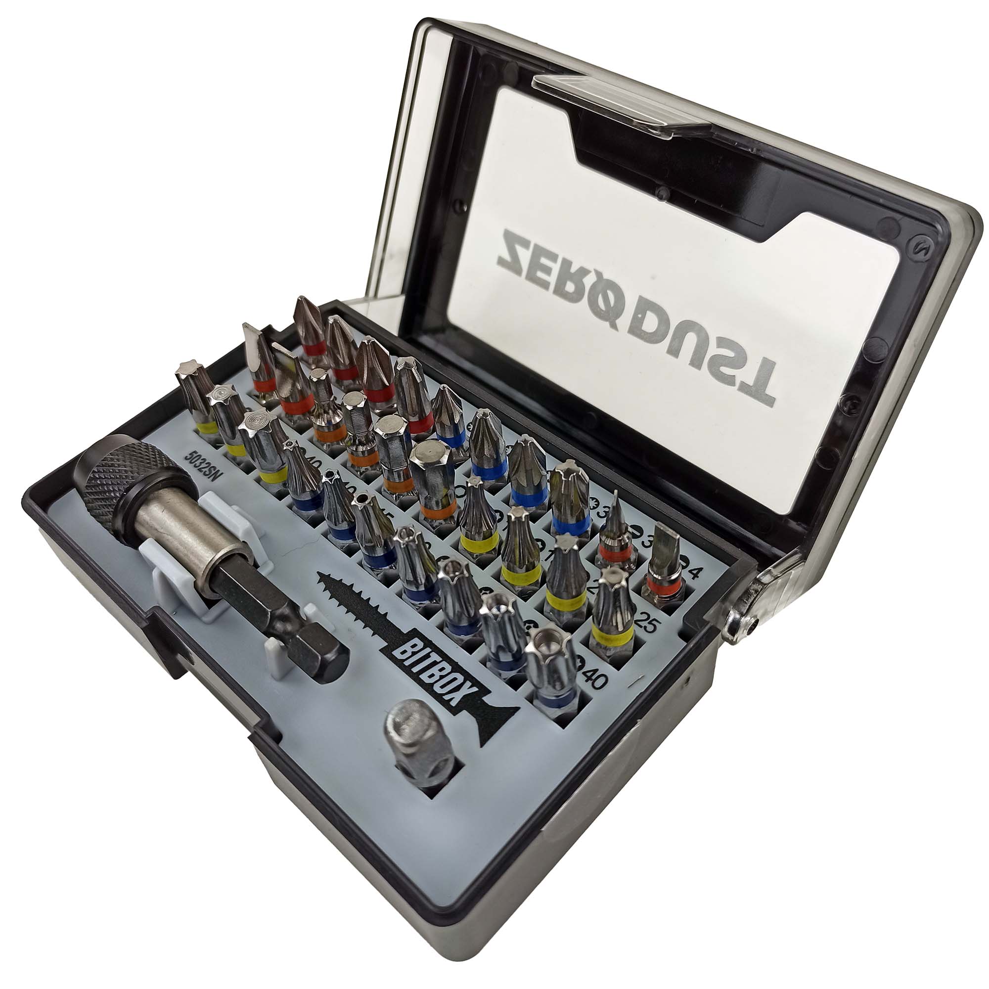 Bit-Box 32-teilig SN Bits aus S2 Stahl Bestückung PZ/PH/FL/SW/TX/TXB Bit-Box 32-teilig SN Bits aus S2 Stahl Bestückung PZ/PH/FL/SW/TX/TXB