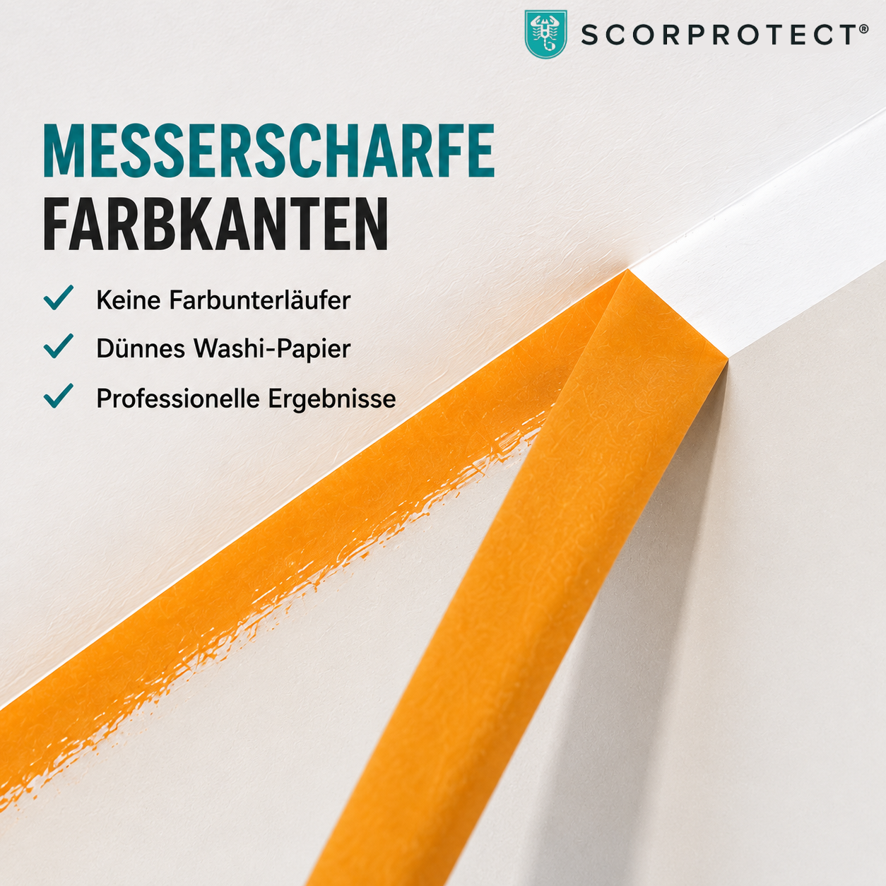 Scorprotect® Pocket Goldband Washi Schonklebeband 30 mm x 40 m Für Scharfe Farbkanten