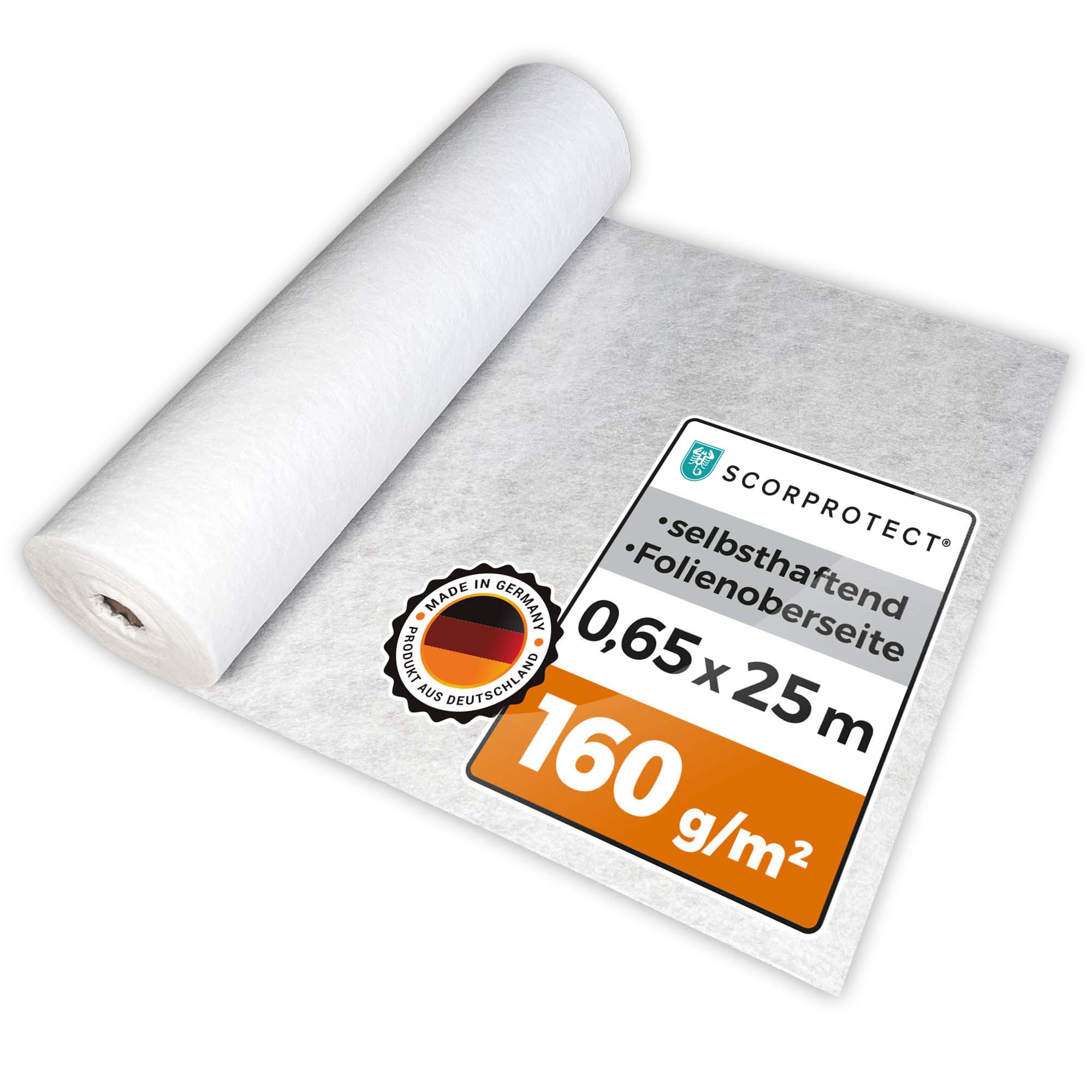 Abdeckvlies selbsthaftend 0,65 x 25 m mit Folienoberseite 160 g/m² TreppTurbo160 25/65
