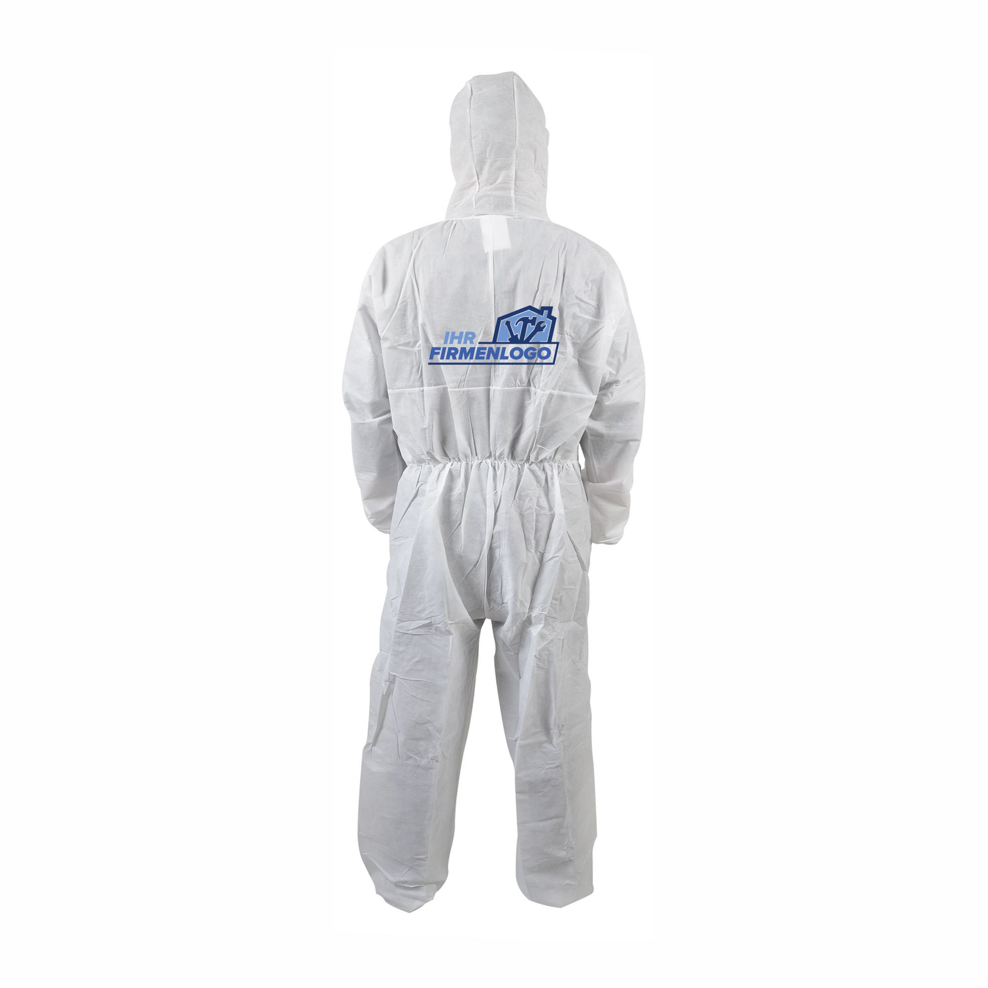 SMSRS064CIDTyIQs SMS Overall Schutzanzug Kategorie 3 antistatisch weiß mit Kapuze Größe 3XL mit Ihrem Firmenlogo