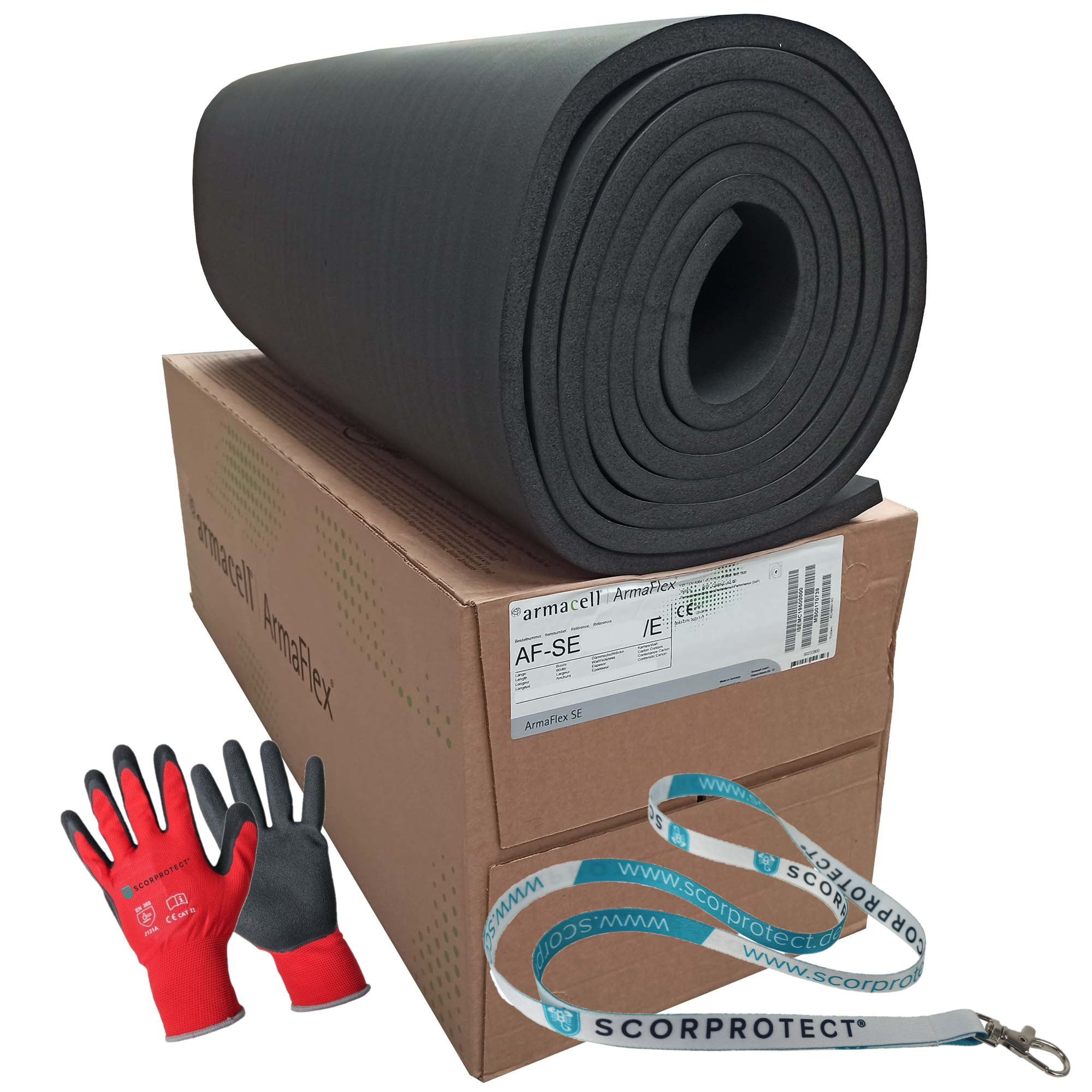 13 mm ArmaFlex® SE Kautschuk Platten s2 nicht selbstklebend + rote Handschuhe CAT2 + Scorprotect® Schlüsselband 13 mm ArmaFlex® SE Kautschuk Platten s2 nicht selbstklebend + rote Handschuhe CAT2 + Scorprotect® Schlüsselband