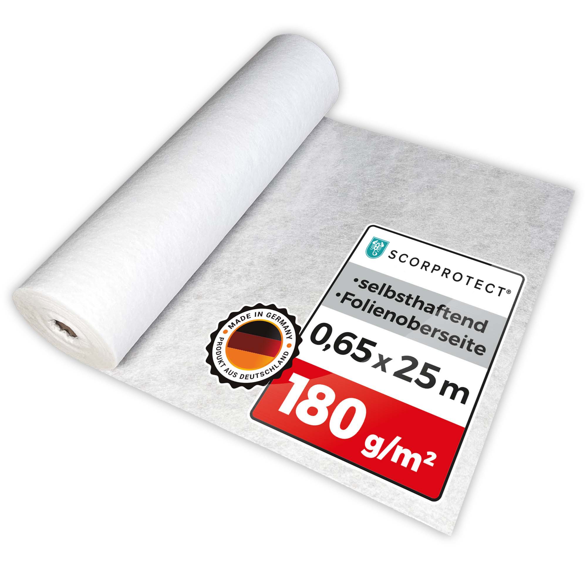 Abdeckvlies selbsthaftend 0,65 x 25 m mit Folienoberseite 180 g/m² TreppTurbo180 25/65