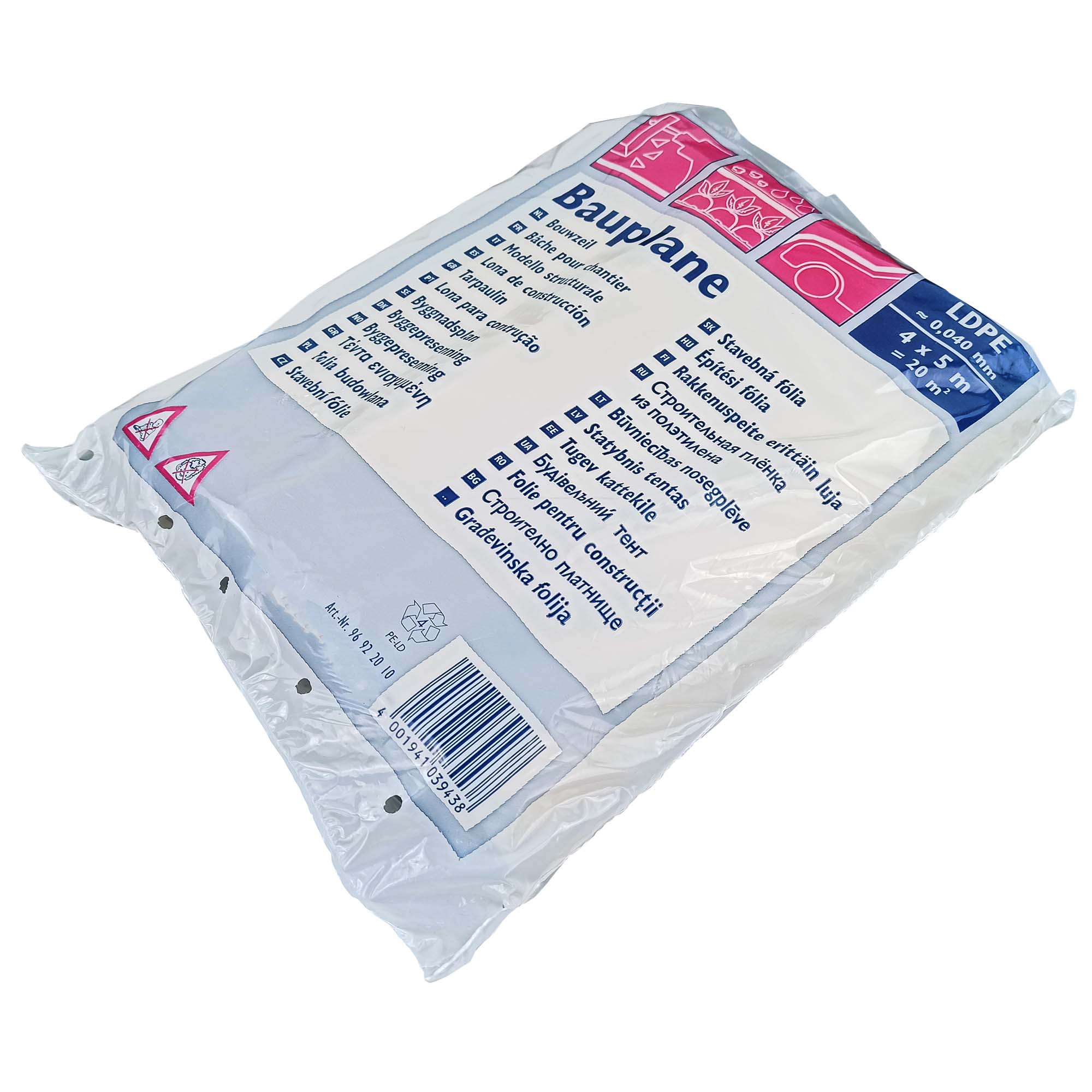 Abdeckplane Abdeckfolie LDPE „Extra stark“ 4 m x 5 m 40 my transluzent Abdeckplane Abdeckfolie LDPE „Extra stark“ 4 m x 5 m 40 my transluzent