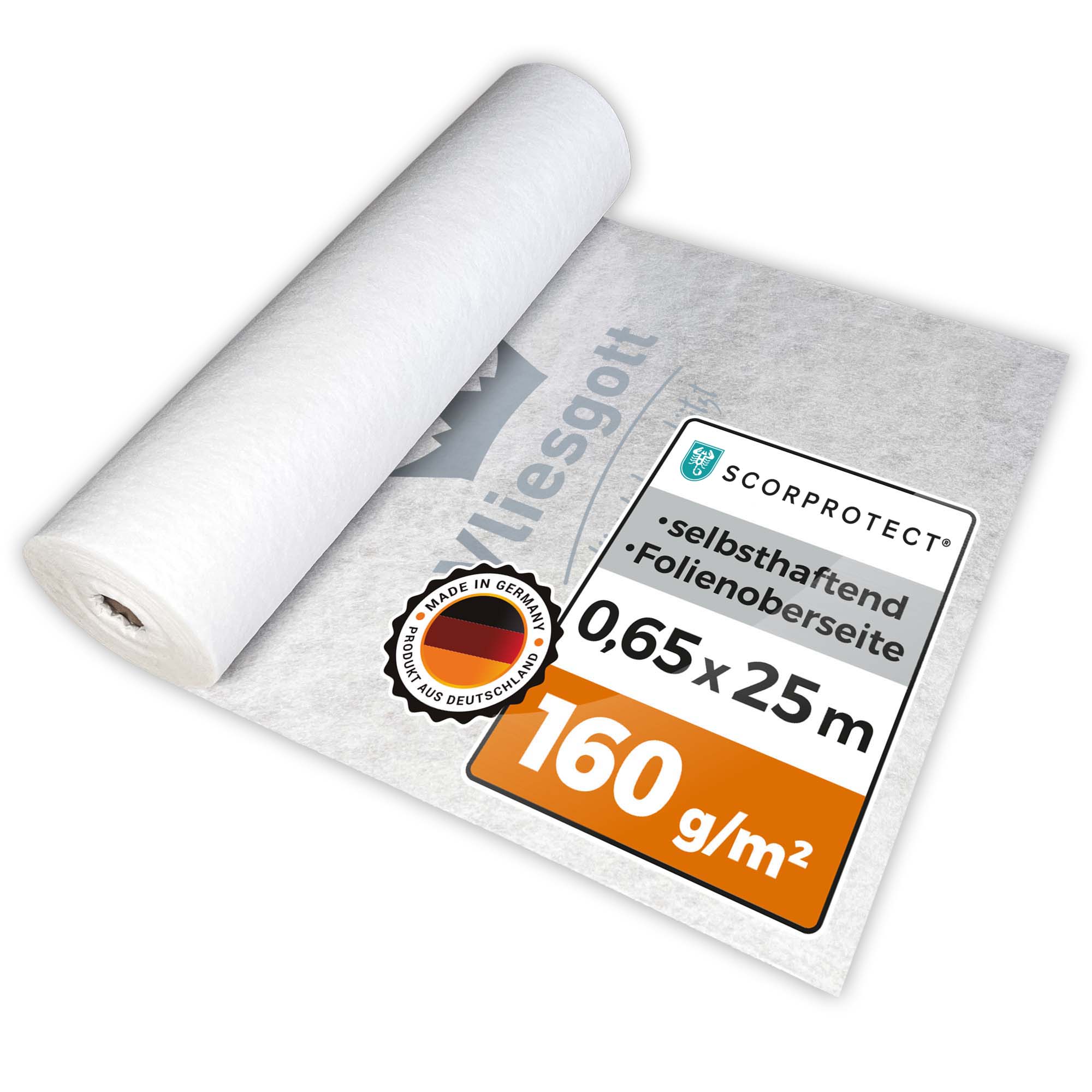 BSV Boden- und Treppenschutzvlies selbsthaftend Vliesgott 0,65 m x 25 m 160 g/m² 