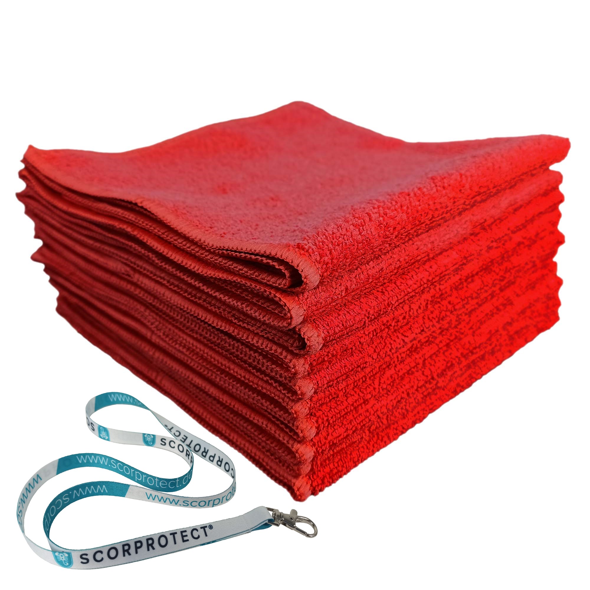 Rot1erkNu74mqmR7L Scorprotect 10x Mikrofasertuch 40x40 cm 300 GSM Rot + Schlüsselband