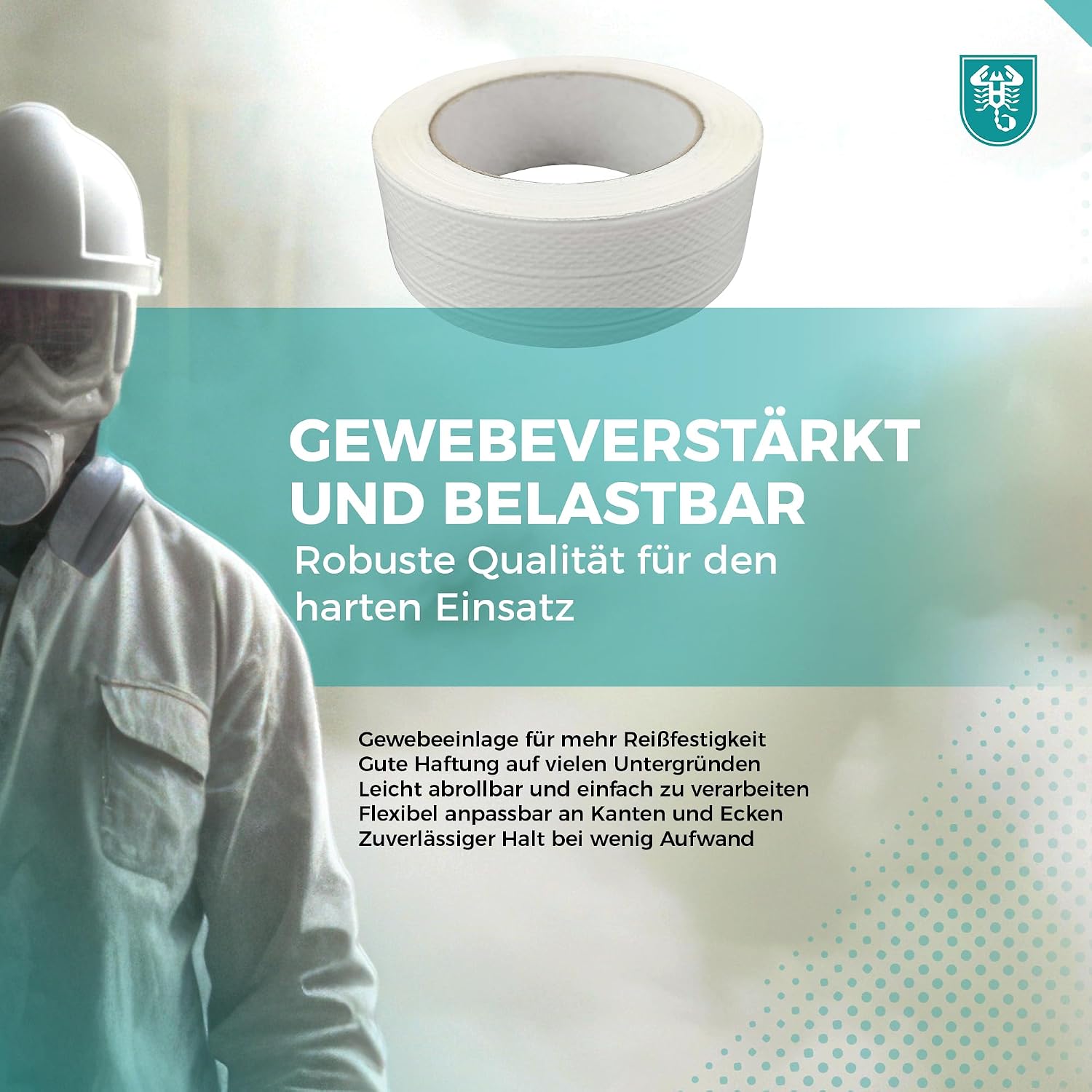 Verputzerband 50 mm x 33 m mit Gewebe weiß