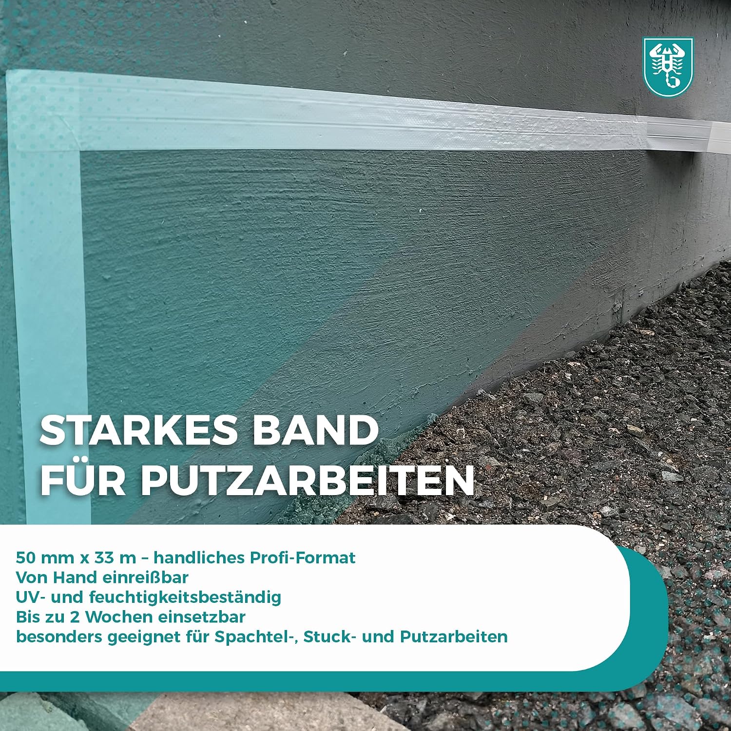 Verputzerband 50 mm x 33 m mit Gewebe weiß