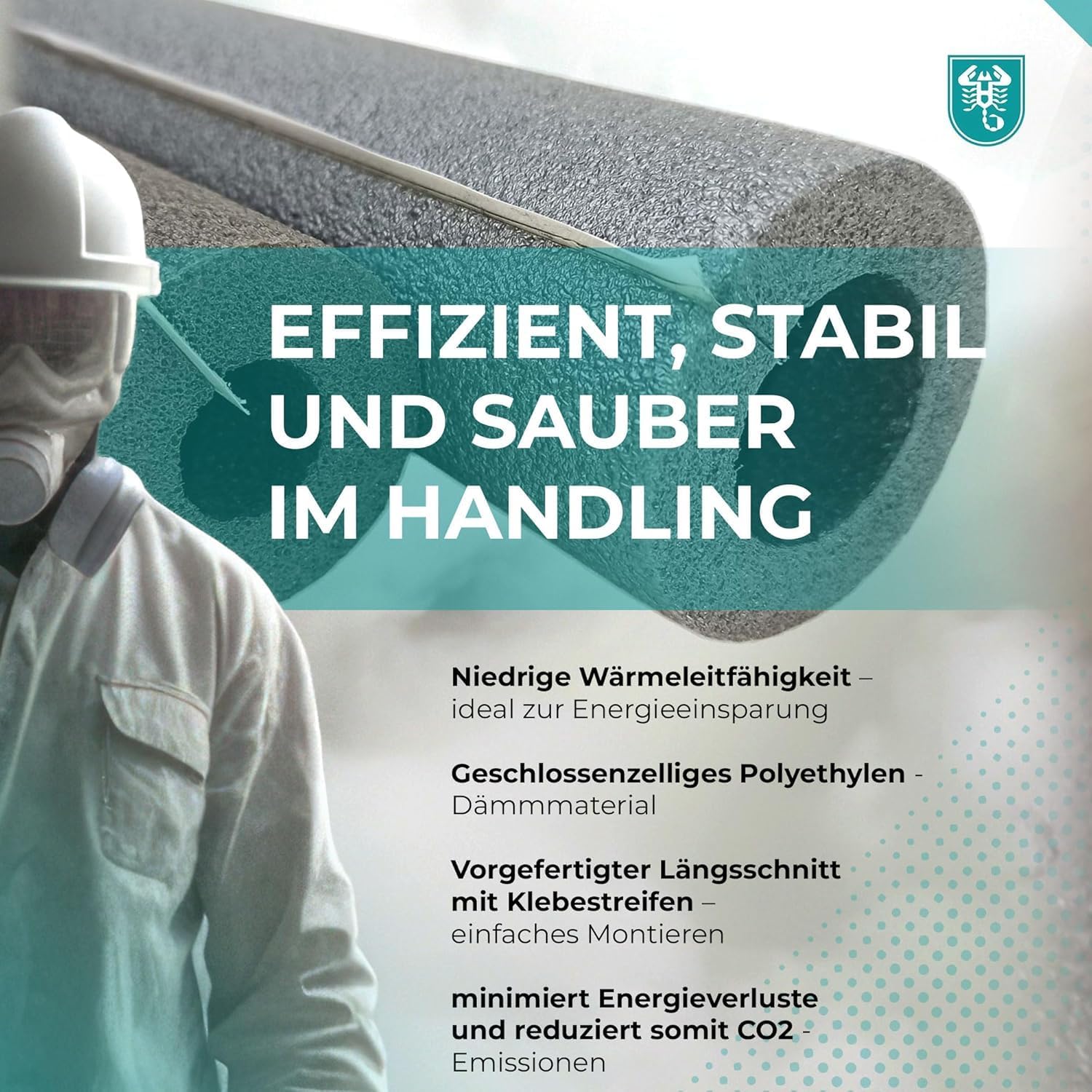 selbstklebende PE Rohrisolierung 1 m Ware Farbe grau