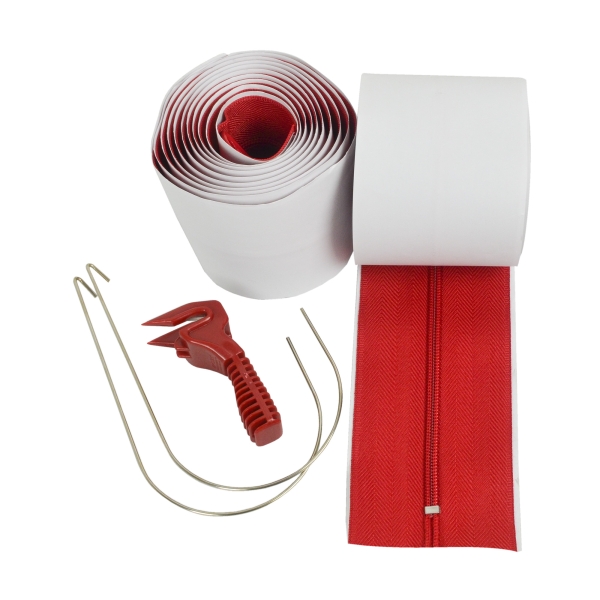 ZipWall® selbstklebende Reißverschlüsse rot 2er Set mit Folienmesser