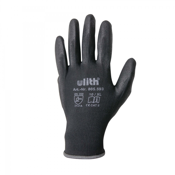 Arbeitshandschuhe Handschuhe PU / Nylon Feinstrick schwarz Größe 9
