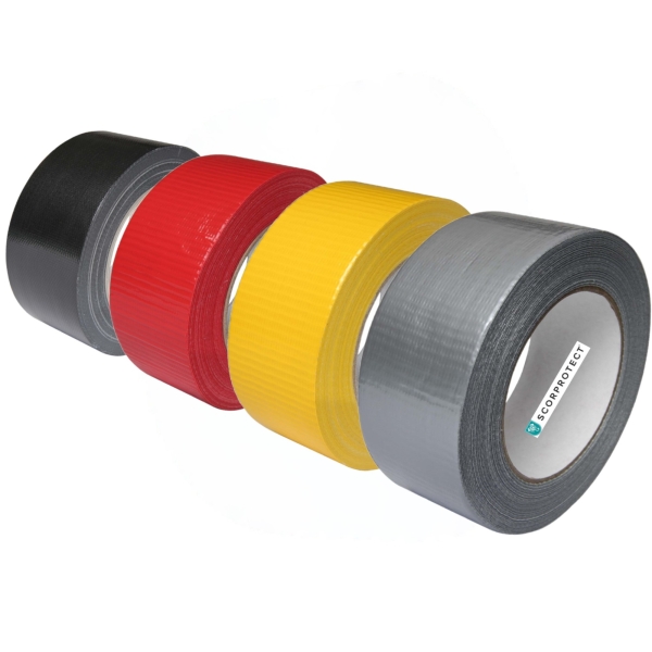 4 farbige stark klebende und hochflexible Gewebeklebebänder auf Rolle 48 mm x 50