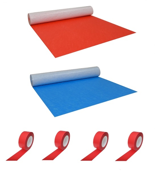Vorteil Abdeckvliespaket 6 Abdeckvlies selbstklebend rot/blau, Gewebeklebeband